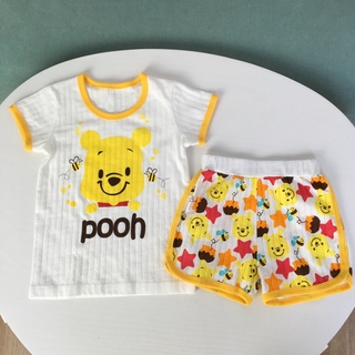 LOK02861 Baby Breathable Cotton Pajama Sleepwear Short-sleeved Tops + Shorts 2PCS/Set Terno For Kids Girls Boys 0-7 Years (6)