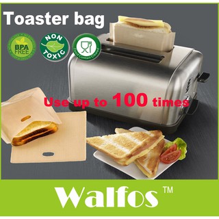 Walfos 3 Pcs. Heat Resistant Non Stick Toast Bread Sandwich Microwave Reusable Toast Bag