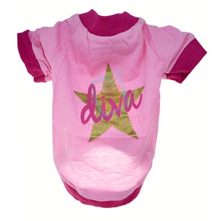 Drooling Dog Clothes Diva T-shirt, Cotton Pink
