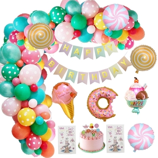 71Pcs/Set Ice Cream Candy Bar Decoration Party Donut Balloon Garland Candyland Donut Ice Cream Theme