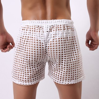 Men's Briefs See through Mesh Loose Lounge Boxer Shorts (6)