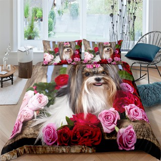 3D Printed Cute Puppy Bedding Set Dog Polyester Duvet Cover Quilt Cover Set Comforter And Pillowcase