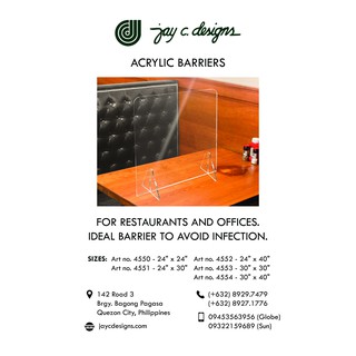 Acrylic Barrier/ Shield/ Divider- Jay C. Designs 4551 (2)
