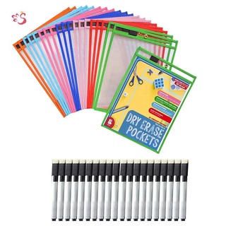 school supplies♕◊20x Perfect Classroom Organization Reusable Dry Erase Pockets Teaching Sup