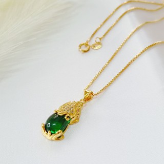 ✒Tyaa Jewelry 24k Gold Plated Piyao Lucky Money Catcher Birthstone Necklace1