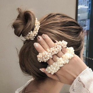 Pearl Elastic Rubber Hair Accessories Elegant Female Crystal Headband Korean Fashion Jewelry