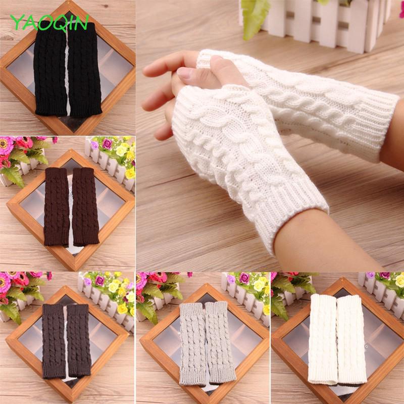 Fashion Unisex Knitted Fingerless Winter Gloves Soft Warm Mitten Solid