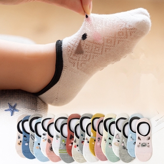 5 Pairs/lot 0 to 4 Years Summer Thin Mesh Socks Children's Cotton Socks Breathable No-Show Non-Slip Boat Socks For Girls Boys