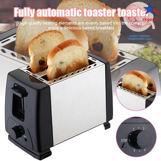 Toaster 2 Slice Wide Slots Stainless Steel Multifunctional Reheat Defrost Toaster for Bread