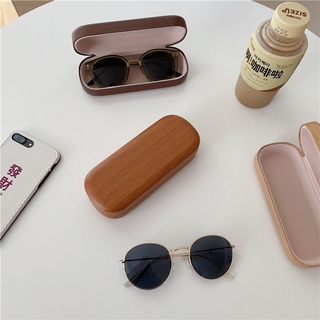 ins simple wood color solid color imitation wood grain glasses case sunglasses storage box student myopia portable box