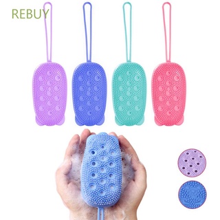 REBUY Creative Shower Brushes Silicone Bathroom Products Bath Brush Fast Foaming Skin Clean Massage Scalp Double-Sided Deep Cleaning Soft Body Brush/Multicolor