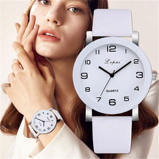 LVPAI Woman's Watch Fashion Simple White Quartz Wristwatches Sport Leather Band Casual Ladies