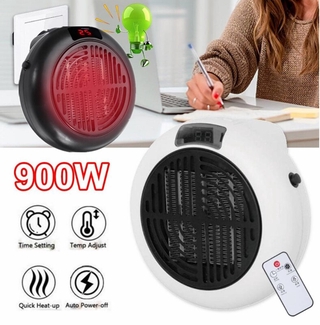 900W Mini Remote Timing Electric Space Heater Wall Mount Home Portable Desktop Warmer Air Fan Stove