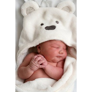 Soft Comfortable Baby Hooded Hoody Swaddle Blanket Bathrobe Cute Animal Bear Wrap Toddler Bath Towel