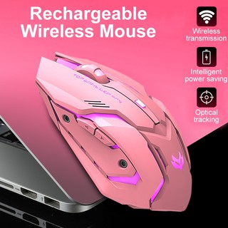 Aivk Wireless mute optical mouse pink mice wireless laptop USB pink mouse 2.4G rechargeable mute backlit mouse cute computer mouse pink mute mouse
