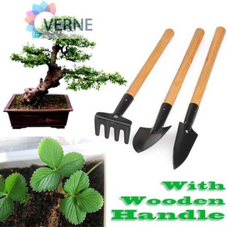 UEBTECH Ecotrump 3pcs Mini Garden Plant Tool Set with Wooden Handle Gardening Tool Shovel Rake