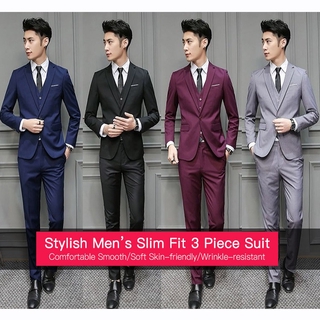 Men'S Suit Three-Piece Suit Business Formal Wear Professional Western Fit Wedding Dress (1)