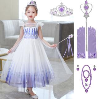 Girl Kid Snow Queen Princess Elsa White Dance Dress Halloween Party Anna Elsa Cosplay Costume Wedding Dress