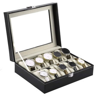 Watches❃✻▫Watch Organizer Watch Box PU Leather Watch Storage Case with Lock Display Case Organizer