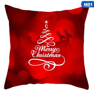 Merry Christmas Red Series Cushion Cover Throw Pillow Case Festive Elk Snowflake (2)