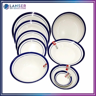 SALAD BOWL۞♕✟【LS】 Tableware Blue plate bowl soup bowl rice bowl Glass ware.
