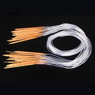 SQ 18Sizes 40/60/80/100/120cm Tube Circular Carbonized Bamboo Knitting Needle Set (2)
