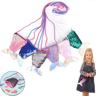 Baby Girl Mermaid Sequined Coin Purse Cartoon Kids Girls Sling Bag