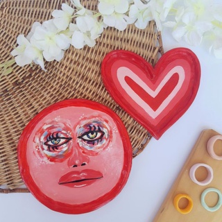 Y2K Heart/Face Handmade Clay Trinket Dish | Jewelry/Ring Holder/Organizer | Decor | LIKHA