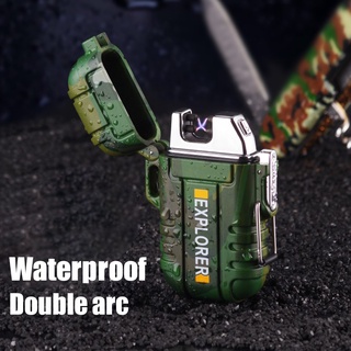 Waterproof USB Plasma Lighter Double Arc Lighter For Outdoor Camping Sports Cigarette Lighter For Sm