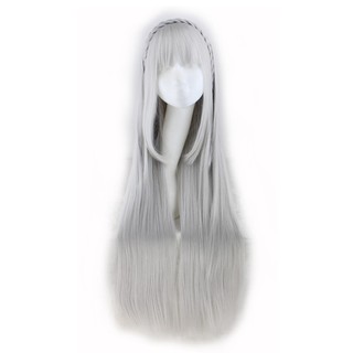 Women Long Straight Silver Grey Braid Wigs Cosplay Party Halloween Wig nice!