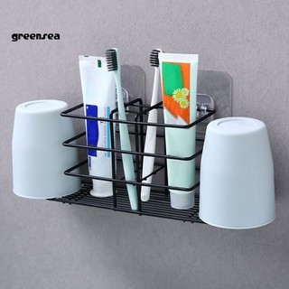 Greensea_Metal Toothbrush Toothpaste Holder Bathroom Organizer Wash Cup Mug Storage Rack