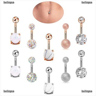 1Set Navel Belly Button Ring Barbell Rhinestone Crystal Ball Piercing Jewelryhelinyue