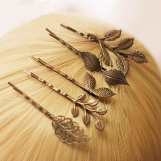 Leaf Hairpin Hollowed Hair Barrette Metal Hair Clip Retro (3)