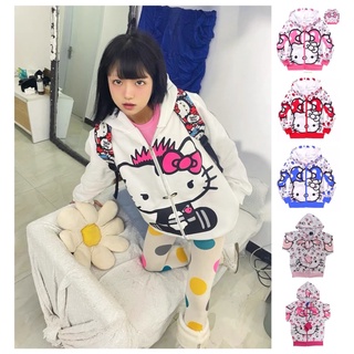 Hello kitty hoodie jacket with zipper 4-9yrs sweater for baby boy Korean kids jacket for girls