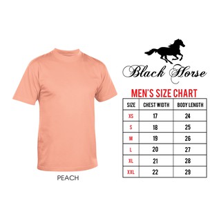 T- Shirt Round Neck Plain Shirt Unisex Adult Black Horse (PEACH)