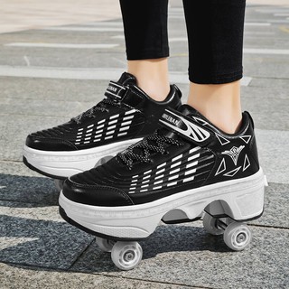 Dual-Use Eight-Wheel Transformative Shoes Adult Four-Wheel Heelys Student Skates TikTok Walking Shoe