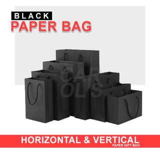 (BLACK) 1PC Gift Bag with Handles Craft Package Paper Gift Box Jewelry Birthday Packing Bags