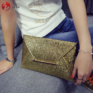 ❀JDBE❀ Simple Fashion Women Envelope Clutch Bag Solid Color Leather Glitter Purse Party Delicate Han (8)