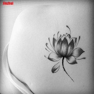 [Jinzhui] Black Waterproof Lotus Flower Tattoo Stickers Floral Temporary Body Art Tattoo