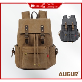 AUGUR canvas backpack men's and women's casual school bag middle school travel bag computer bag (1)