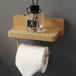 ♂﹍Solid Wood Brass Paper Towel Rack Toilet Punch-Free Bathroom Toilet Creative Roll Paper for Kitche