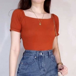 Puffsleeve Plain Cotton Croptop Women's Sexy Top Fit Xs to Small