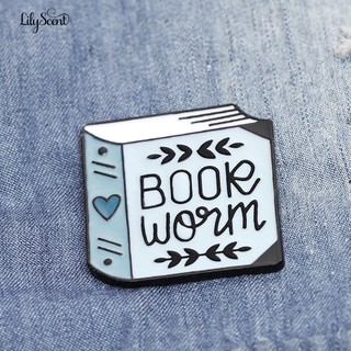 LILY English Book Worm Badge Brooch Pin Clothes Jewelry Decor