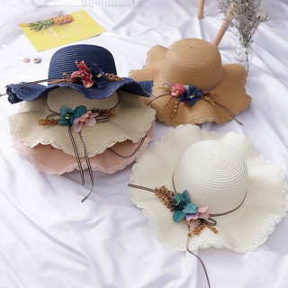 Kids Girl Sun Hats Summer Floral Design Beach Straw Fashion Hats Girls Flat Cap