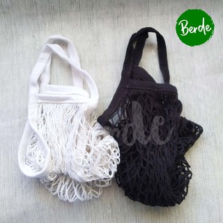 Cotton Mesh Bag - Black and White - Washable - Portable Tote Bag - Net
