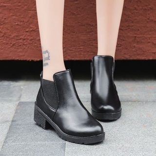 women boots✧℗Korea Fashion Black Shoes Women Casual Ankle Boots