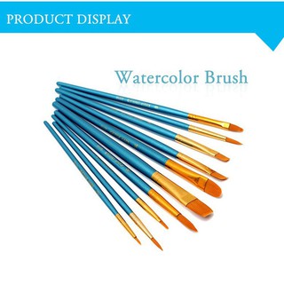 10pcs Blue Tip Nylon Paint Artist Brushes SET Flat Small/Large Thin/Thick Tool (1)