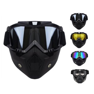 Face Helmet Motorcycle Goggles Removable Mask Open Face Half