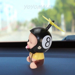 YOYO Funny Car Dashboard Decoration Accessories With Bamboo Dragonfly Helmet