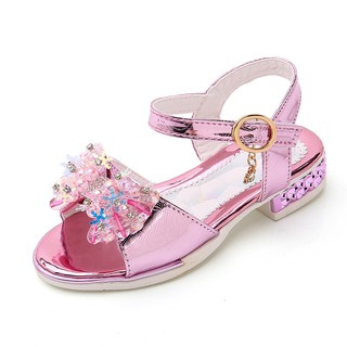 Summer Children Girls Sandals Fashion Sequins Rhinetsone Bow Princess Shoes Kids Girls Party Shoes B